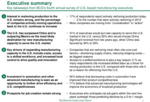 Summary of US Manufacturing Reshoring Trend