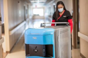 Aethon robot delivers meals Mercy Healthcare